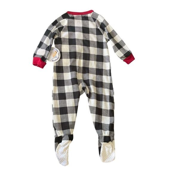 Family PJs Matching Baby Thermal Waffle Buffalo Check Footie One-Piece Size 18Mo - Picture 2 of 5